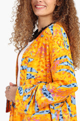 Carina - Printed Cardigan with Side Slits