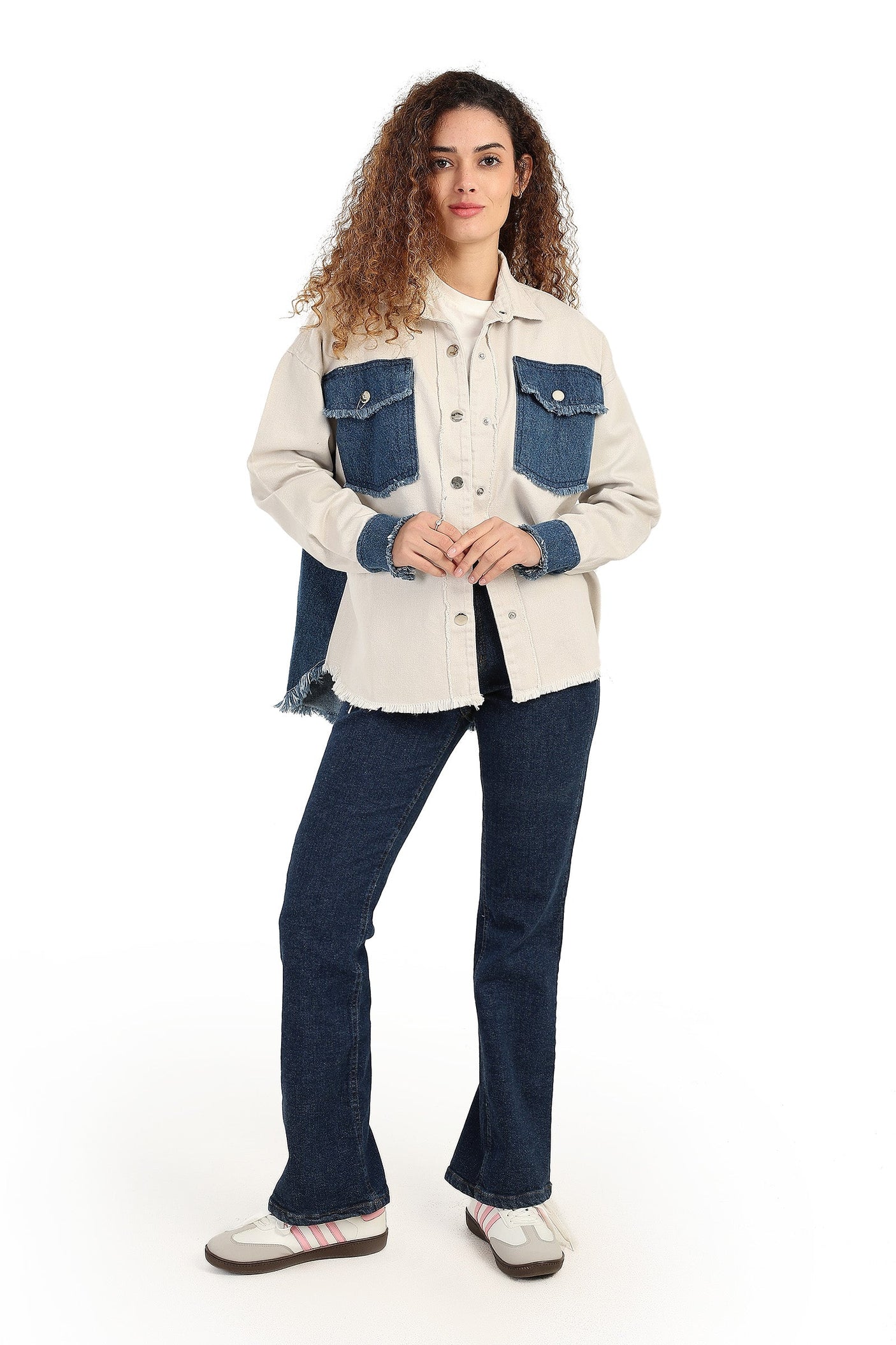 Carina - Gabardine & Denim Shirt