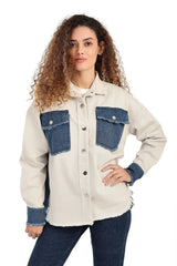 Carina - Gabardine & Denim Shirt