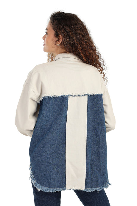 Carina - Gabardine & Denim Shirt