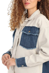 Carina - Gabardine & Denim Shirt