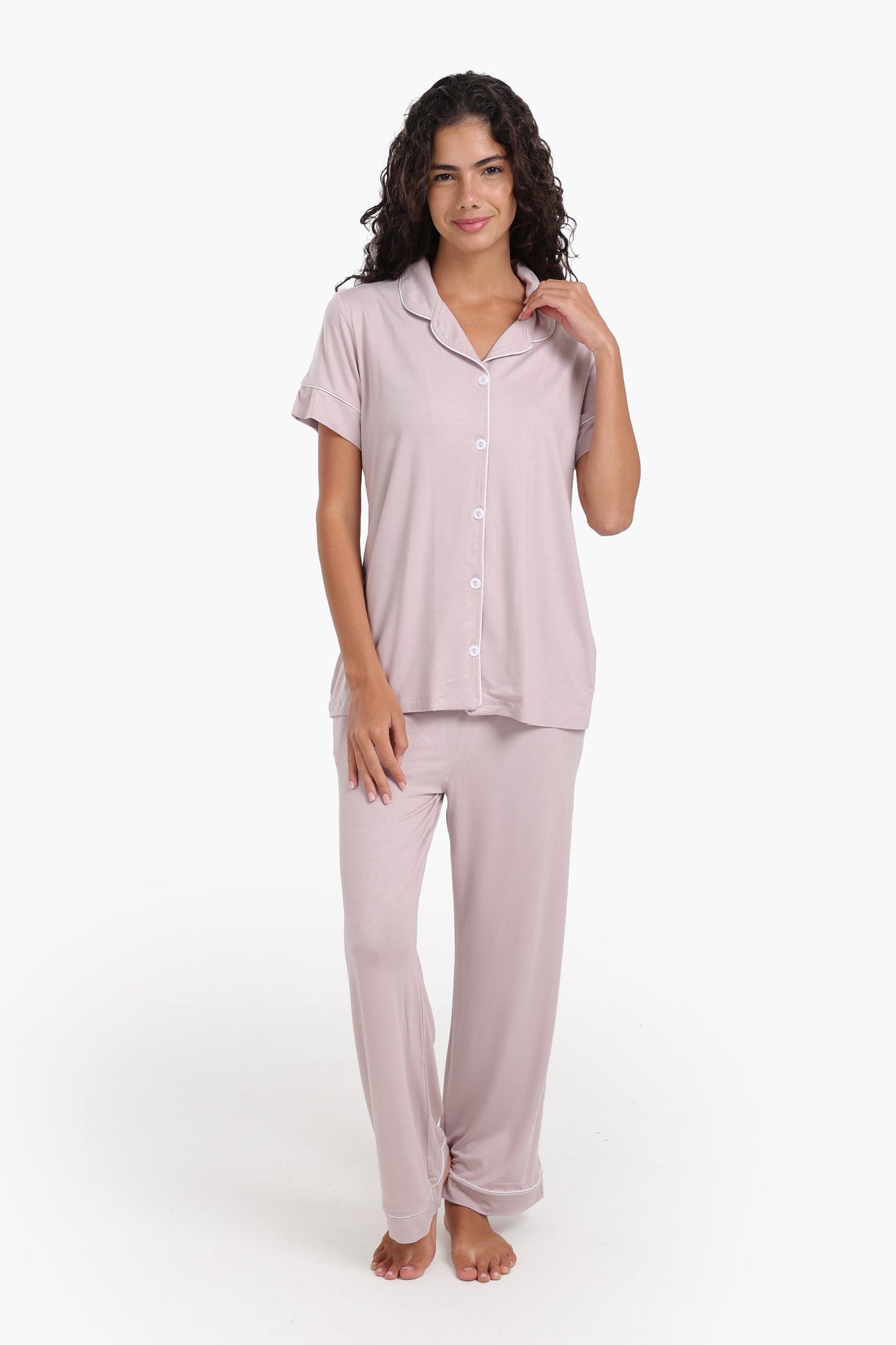 Carina - Color Piping Poplin Pyjama Set