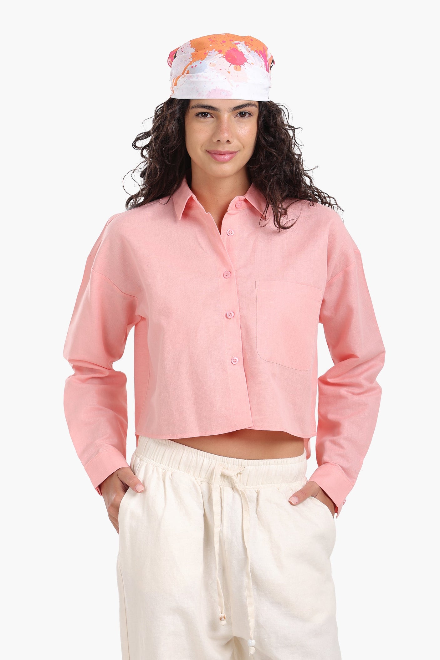 Carina - Long Sleeves Cropped Shirt