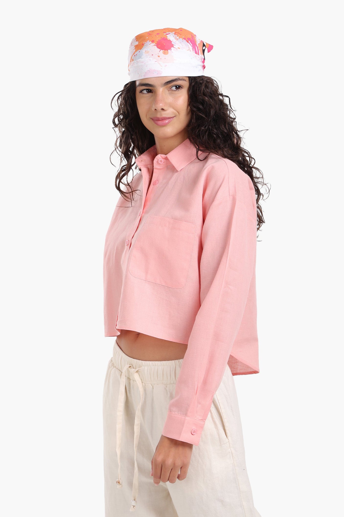Carina - Long Sleeves Cropped Shirt