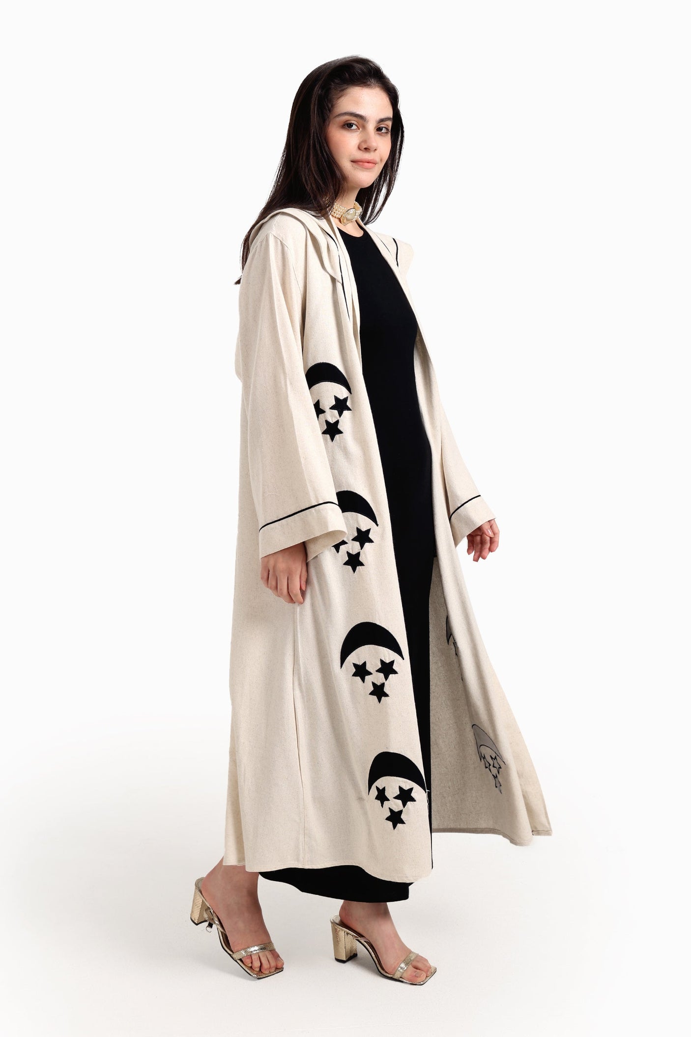 Carina - Beige Crescent & Stars Kimono