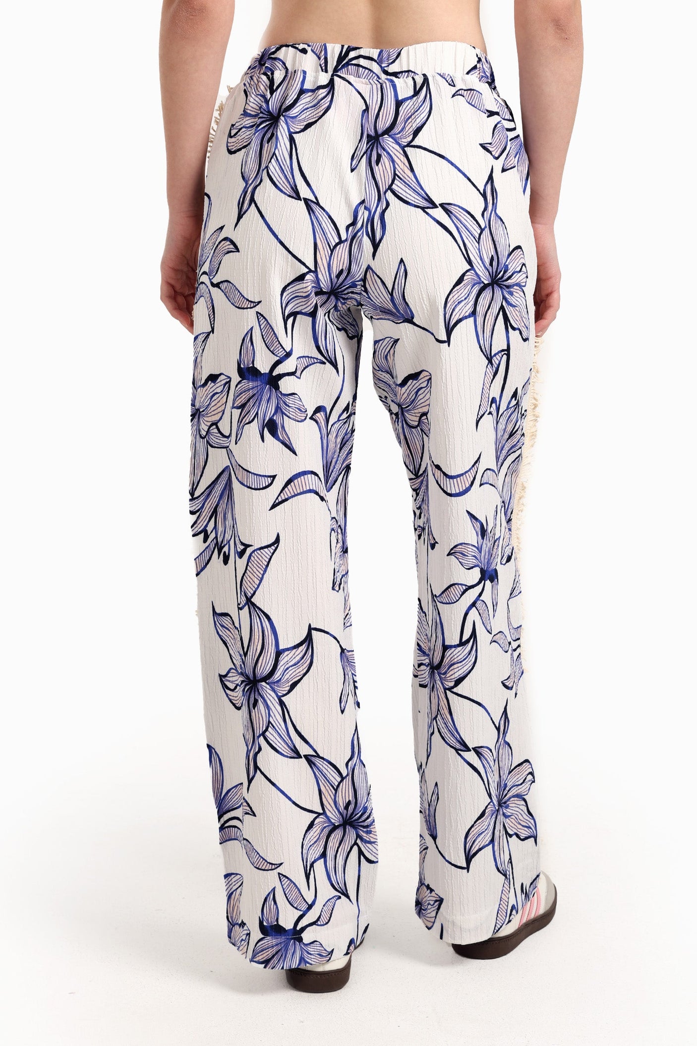 Carina - Floral Pants with Fringe Detail