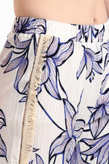 Carina - Floral Pants with Fringe Detail