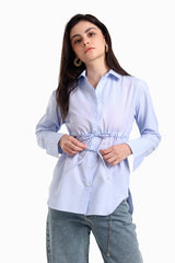 Carina - Striped Waist Drawstring Shirt