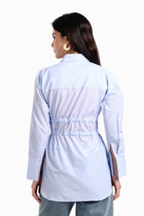 Carina - Striped Waist Drawstring Shirt