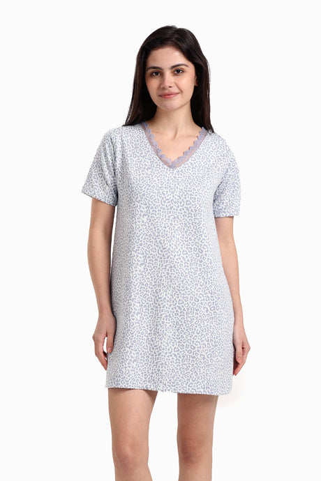 Carina - Leopard Print Short Nightgown