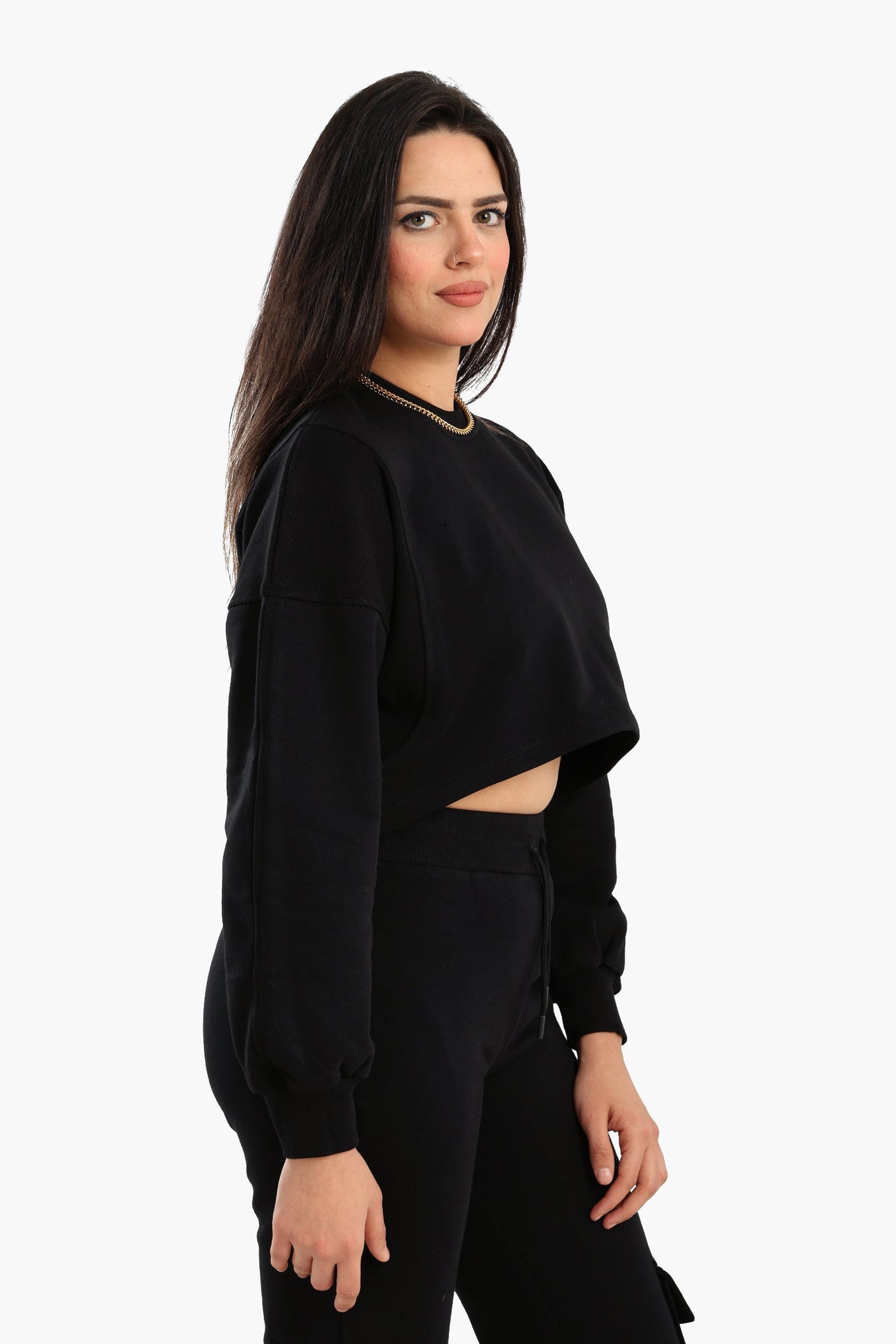 Carina - Cropped Cotton Sweatshirt
