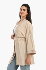 Carina - Ribbed Kimono with Embroidery