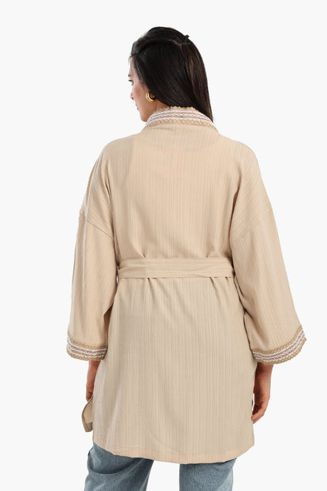 Carina - Ribbed Kimono with Embroidery