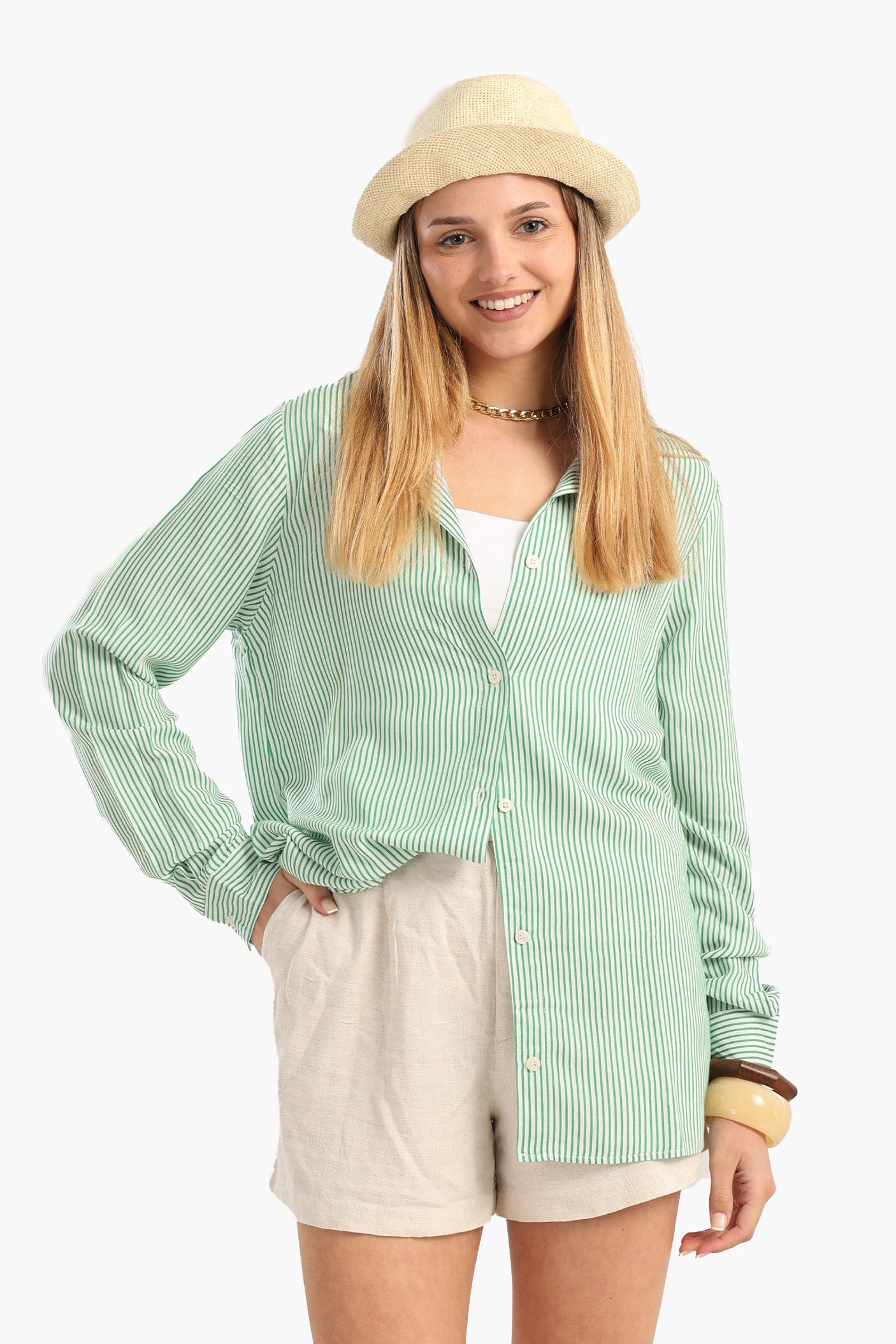 Carina - Classic Striped Poplin Shirt
