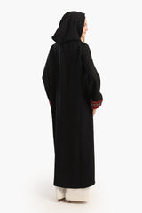 Carina - Embroidered Cuffs Black Kimono
