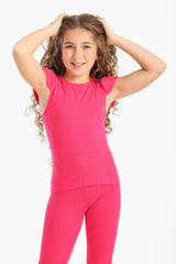 Carina - Girly Ribbed Ruffle Top