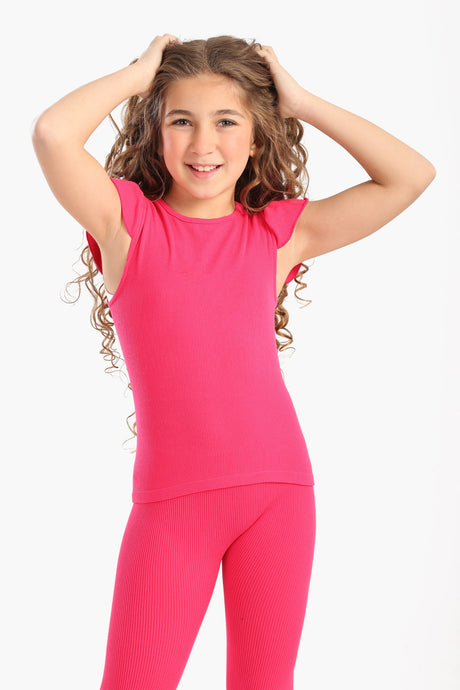 Carina - Girly Ribbed Ruffle Top