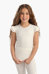 Carina - Girly Ribbed Ruffle Top