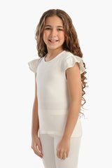 Carina - Girly Ribbed Ruffle Top