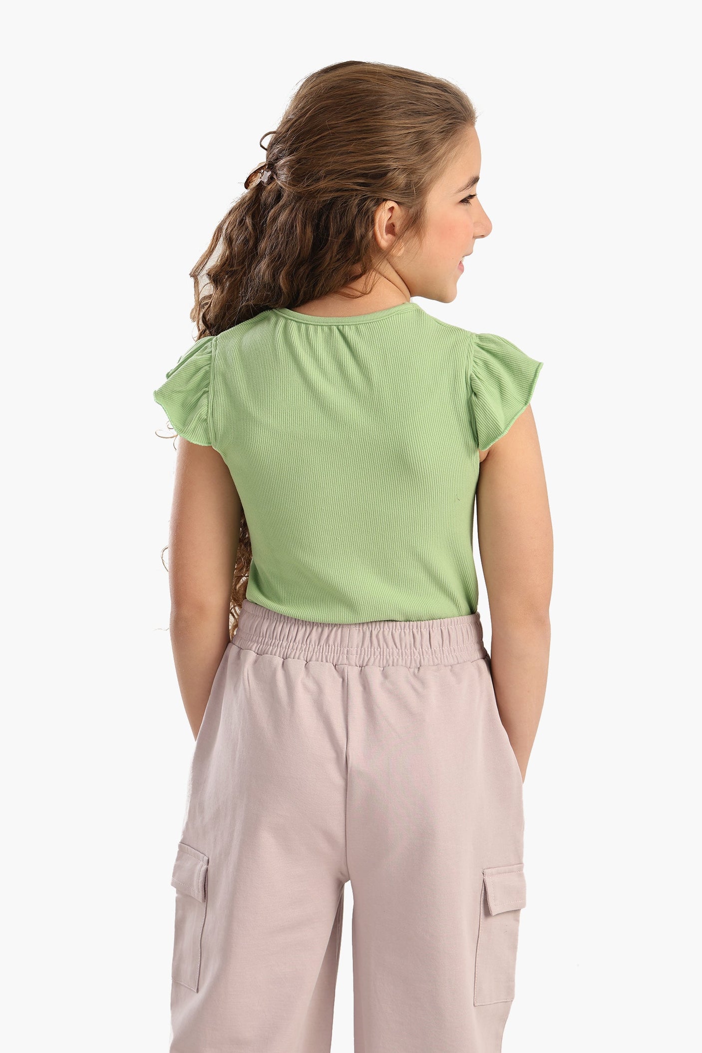 Carina - Girly Ribbed Ruffle Top