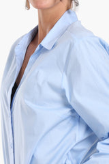 Collared V-Neck Poplin Shirt