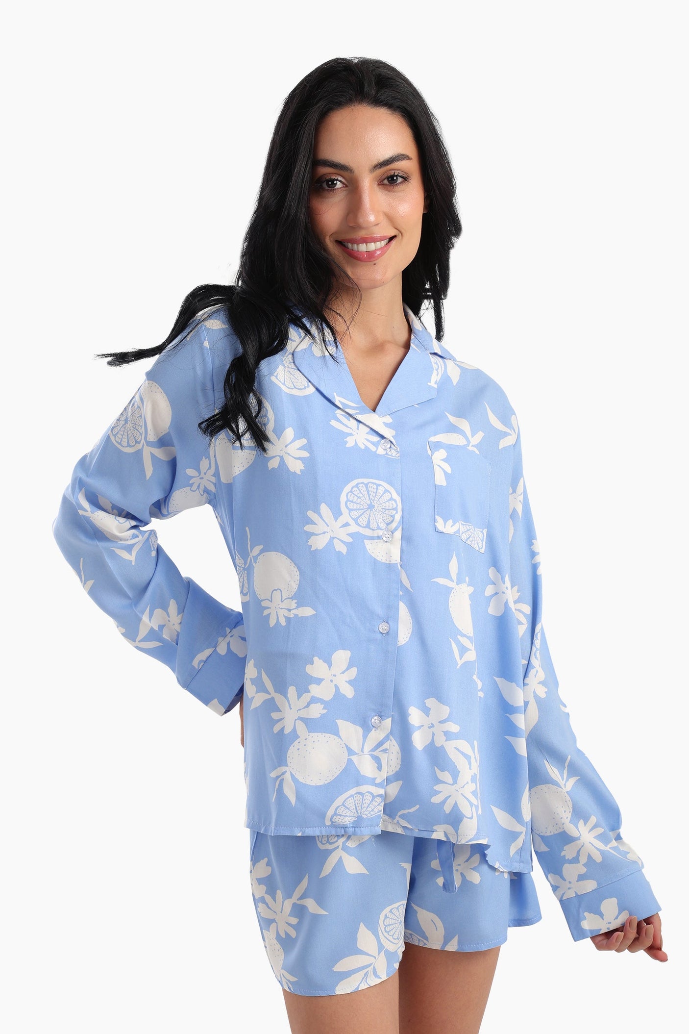 Carina - Blue Viscose Pyjama Shorts