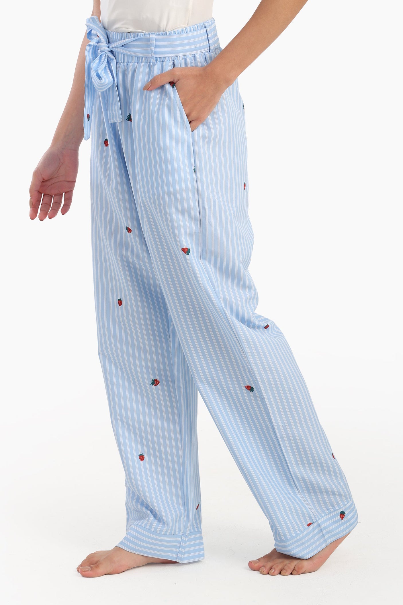 Carina - Striped Strawberry Printed Pyjama Pants