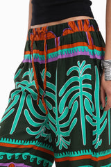 Carina - Colored Palm Print Pants