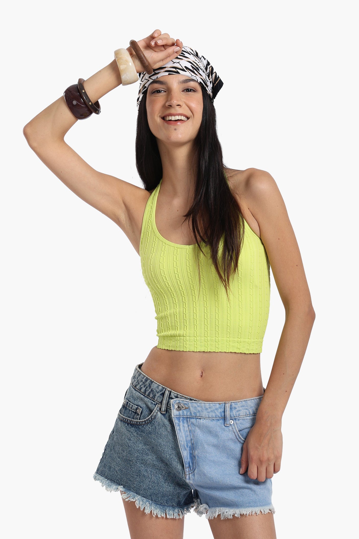Carina - Halter Neck Ribbed Crop Top