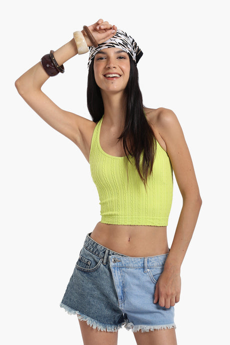 Carina - Halter Neck Ribbed Crop Top