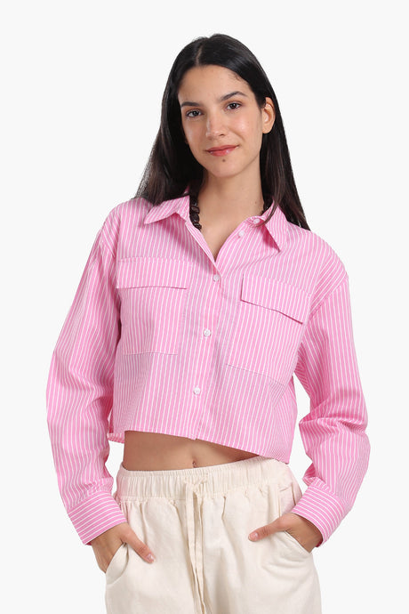 Carina - Poplin Striped Cropped Shirt