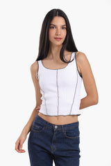 carina - Contrast Stitch Detail Top