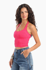 Carina - Halter Neck Ribbed Crop Top