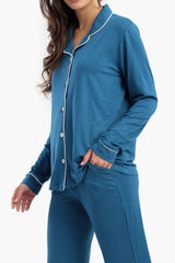 Carina - Viscose Contrast Piping Pyjama Set
