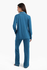 Carina - Viscose Contrast Piping Pyjama Set