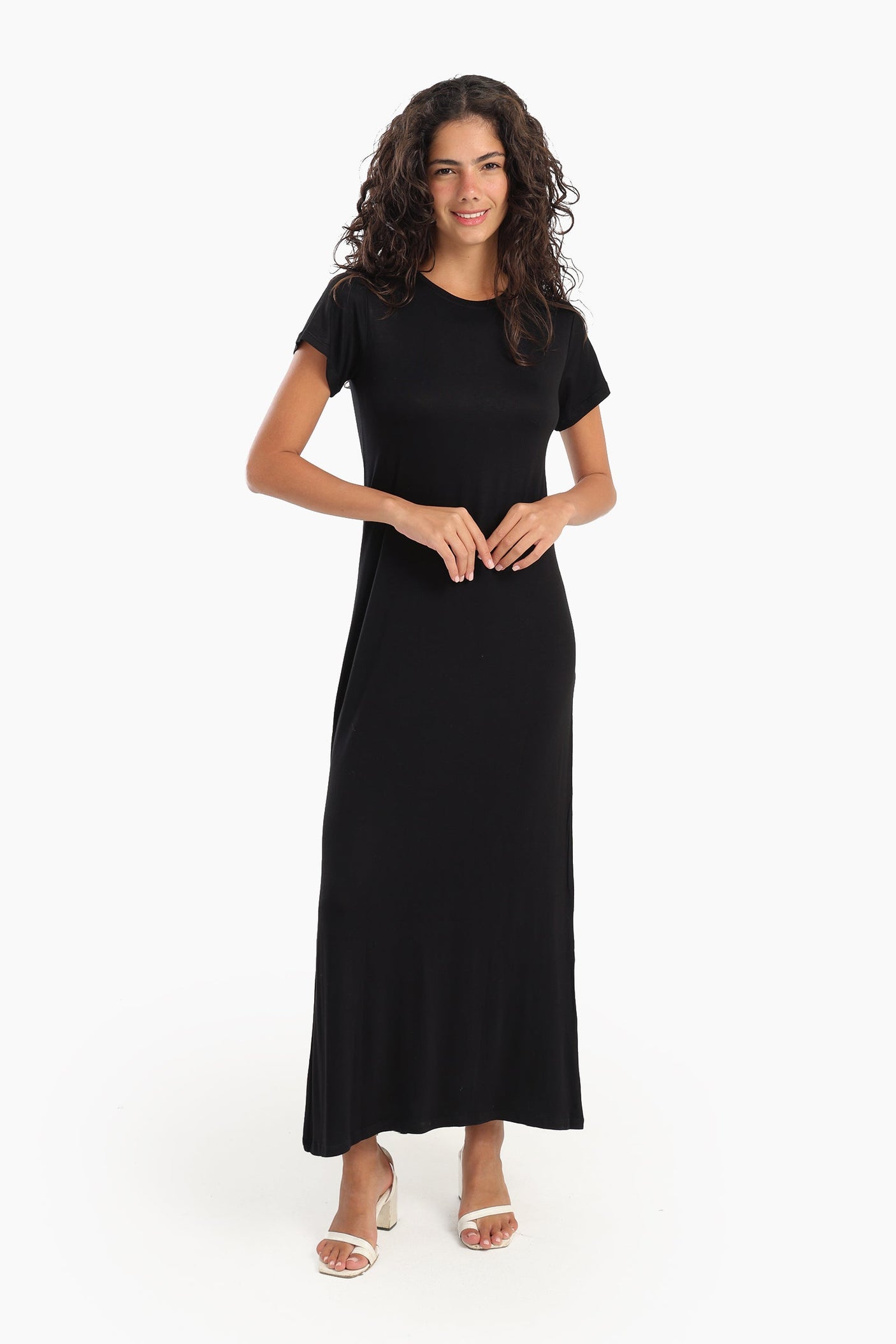 Carina - Solid Pattern Midi Dress