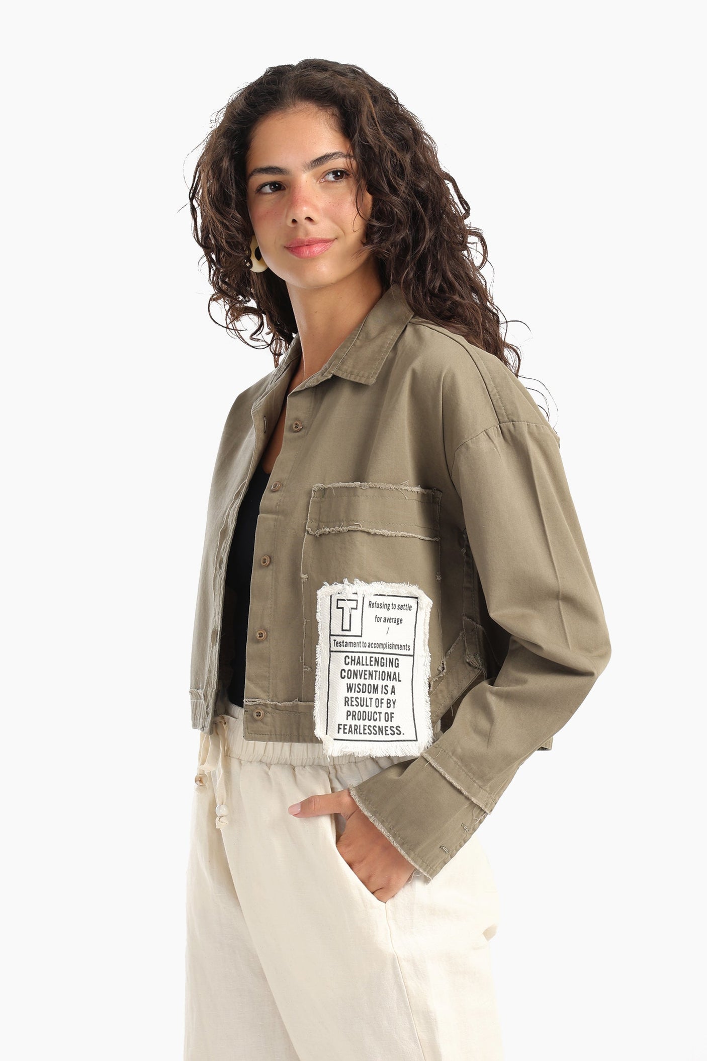 Carina - Cropped Shirt with Side Print