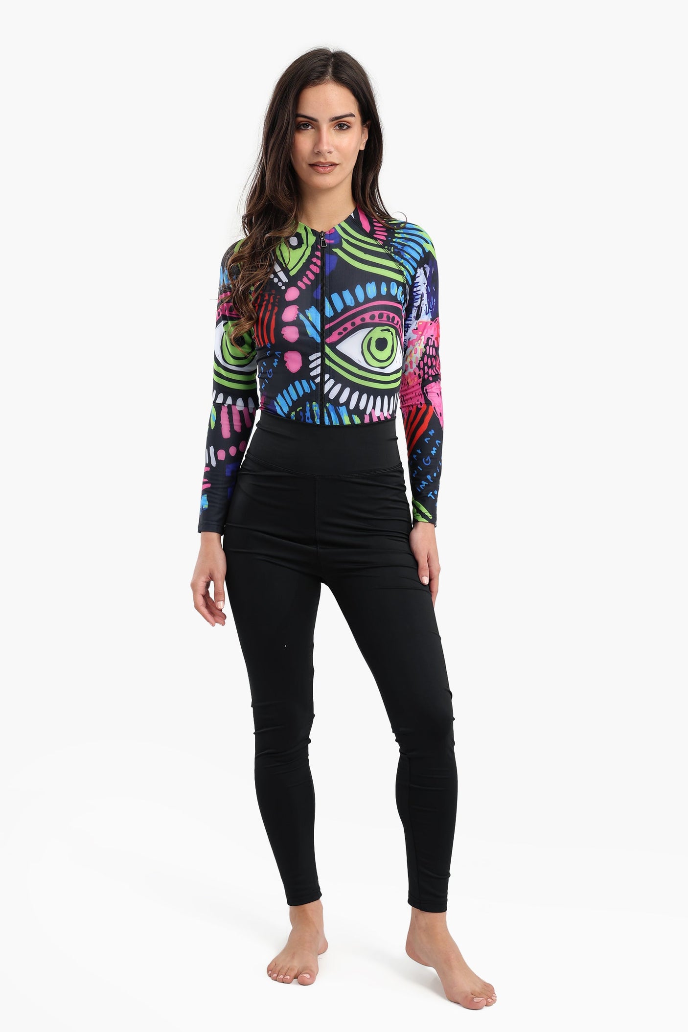 Carina - Abstract Rash Guard Swimsuit