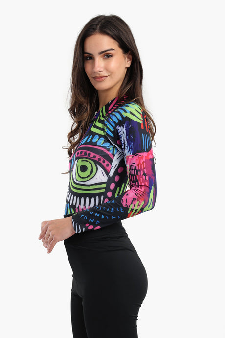 Carina - Abstract Rash Guard Swimsuit