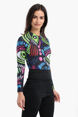 Carina - Abstract Rash Guard Swimsuit