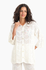 Carina - Stylish Fishnet Pattern Beach Shirt