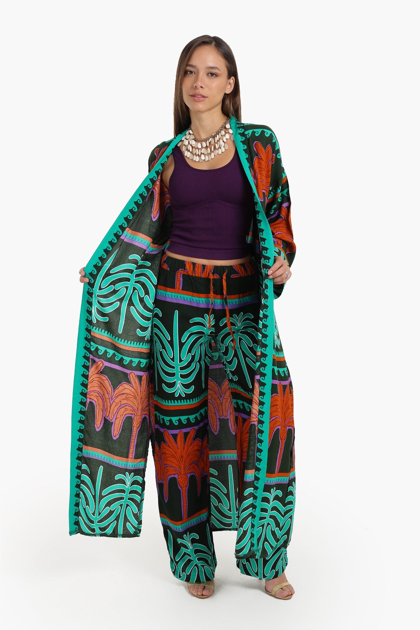 Carina - Palm Printed Cardigan
