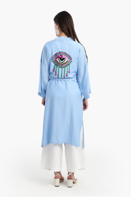 Carina - Blue Open Front Kimono