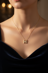 Women’s Necklace Crystal H Initial Pendant - Chic