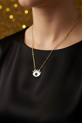 Women's Necklace Eye Pendant with Enamel Details