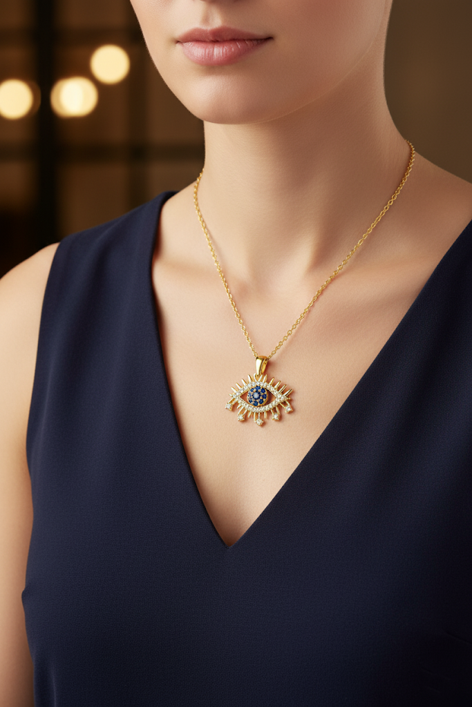 Women’s Necklace with Crystal Evil Eye Pendant – Elegant Style