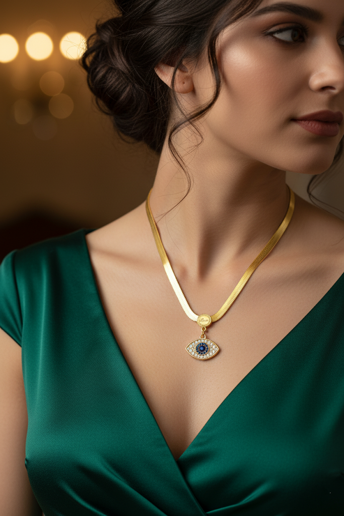 Women’s Necklace Evil Eye Crystal Pendant - Chic