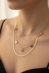Women's Necklace Layered Colorful Butterfly Design