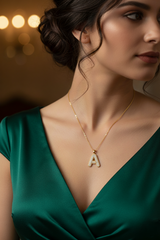 Women’s Necklace Letter A Crystal Pendant