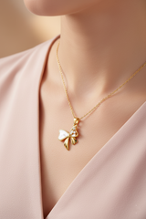 Women’s Necklace with Crystal Bow Pendant – Elegant Style